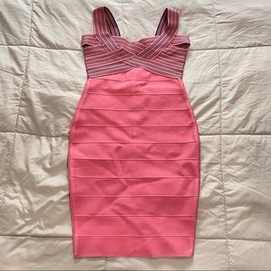 Pink Off Shoulder Bandage Bodycon Dress! Women’s Size Small